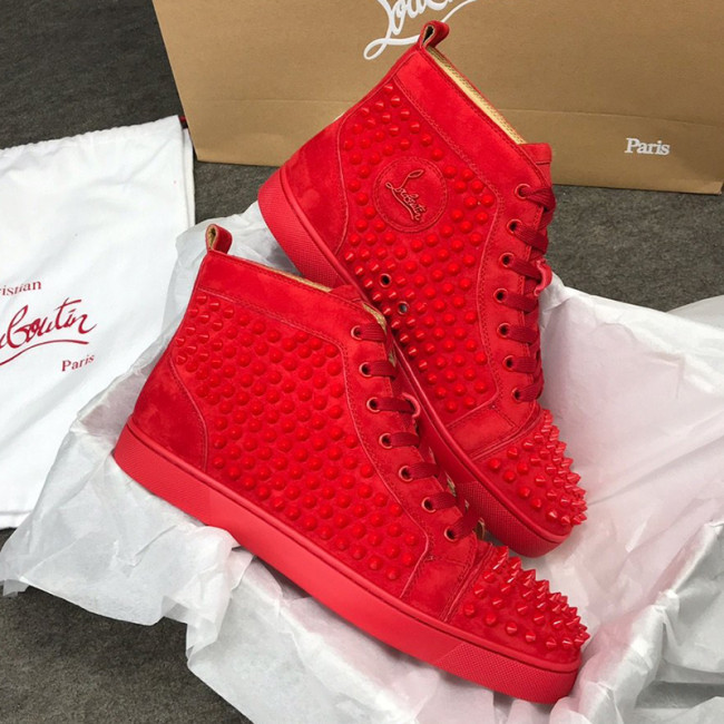 Christian Louboutin Mens Shoes Luxury Brand Red Bottom Design Louis Junior Spikes Flat with Original Box CL sneakers Whatapp