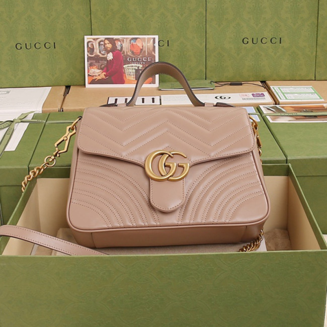 Gucci Womens Bags Shoulder Messenger Bag Luxury Brand Gucci Leather GG Marmont Small Top Handle Bag with Original Box 498110 DTDIT 1000 Whatapp