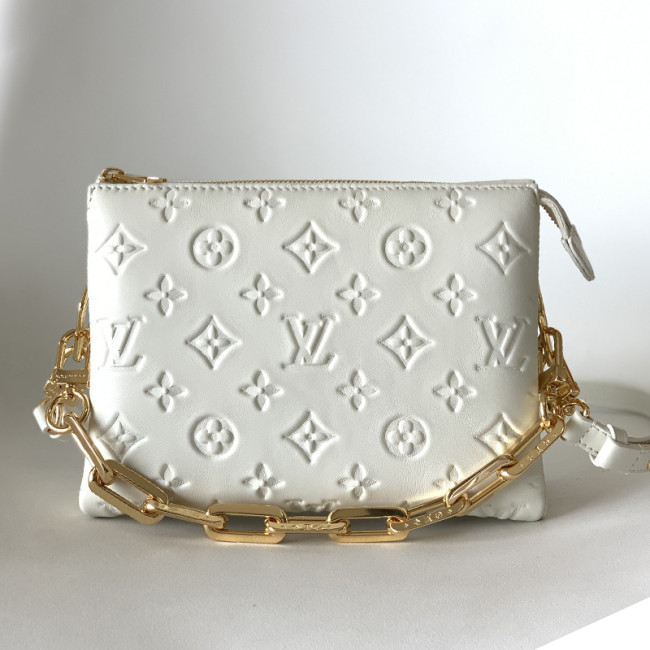 Louis Vuitton Womens Bags Messenger Shoulder Bags Luxury Brand COUSSIN BB M20770 with Original Box White Monogram-embossed puffy lambskin Whatapp