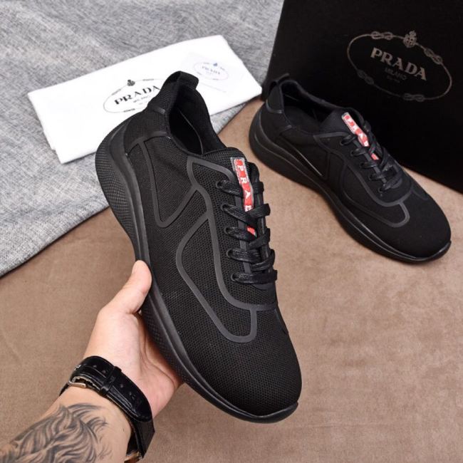 Prada Men Shoes Luxury Brand Sneakers Breathable Design Bike Fabric Sneakers Whatapp