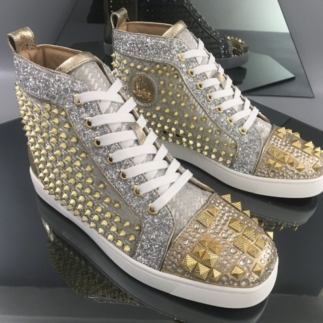 Christian Louboutin Mens Shoes Luxury Brand Red Bottom Design Louis Junior Spikes Flat with Original Box CL sneakers Whatapp