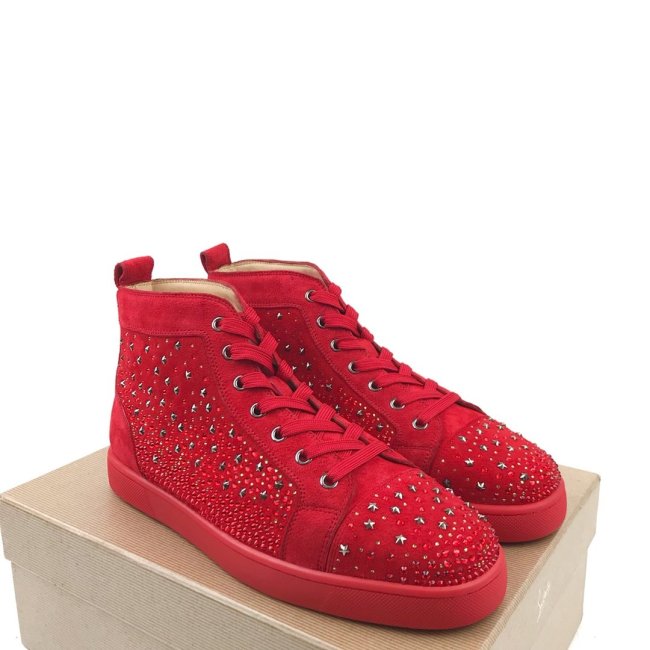 Christian Louboutin Mens Shoes Luxury Brand Red Bottom Design Louis Junior Spikes Flat with Original Box CL sneakers Whatapp