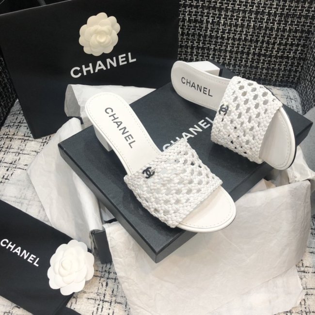 Chanel Womens Shoes Mule Weave Thick Heel Sandals Whatapp