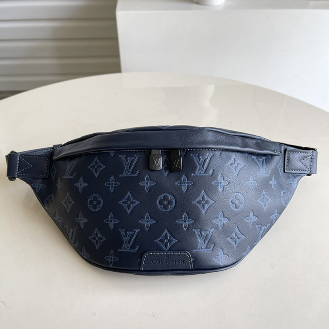 Louis Vuitton Mens Shoulder Bags Luxury Brand Fashion Type DISCOVERY BUMBAG M45729 with Original Box Navy Blue Monogram Shadow cowhide leather Whatapp