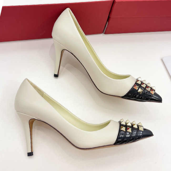 Valentino Womens Shoes ROCKSTUD SLINGBACK PUMP WITH SCULPTED HEEL IN KIDSKIN with Original Box 8cm Heel Design Whatapp