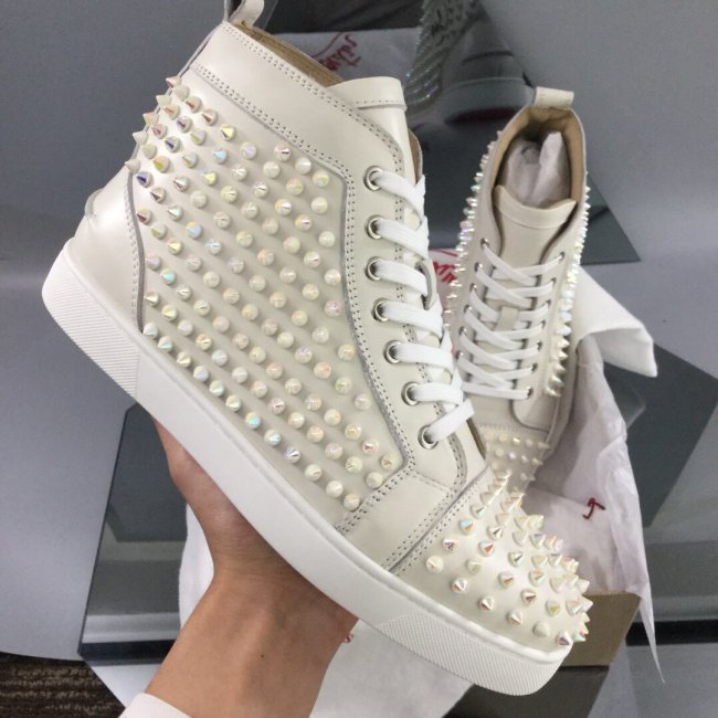 Christian Louboutin Mens Shoes Luxury Brand Red Bottom Design Louis Junior Spikes Flat with Original Box CL sneakers Whatapp