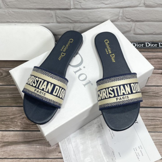 Dior Women Shoes Mule DWAY SLIDE Luxury Brand Womens Sandals Slippers with Original Box Whatapp