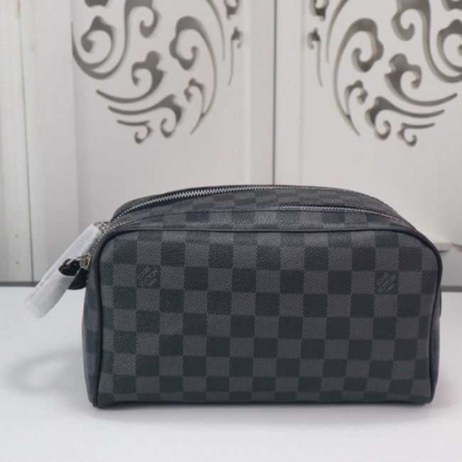 Louis Vuitton Womens Clutch Make Up Bags Luxury Fashion Type Damier Ebene Canvas KING SIZE TOILETRY BAG with Original Box Whatapp