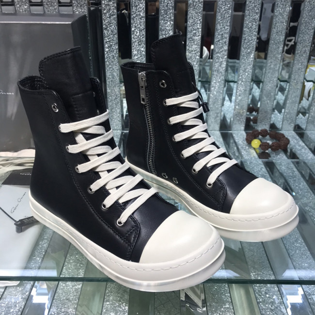 Rick Owens Men Shoes Sneakers Leather High-Top Breathable Mens Casual Shoes Ankle Boots with Original Box Whatapp