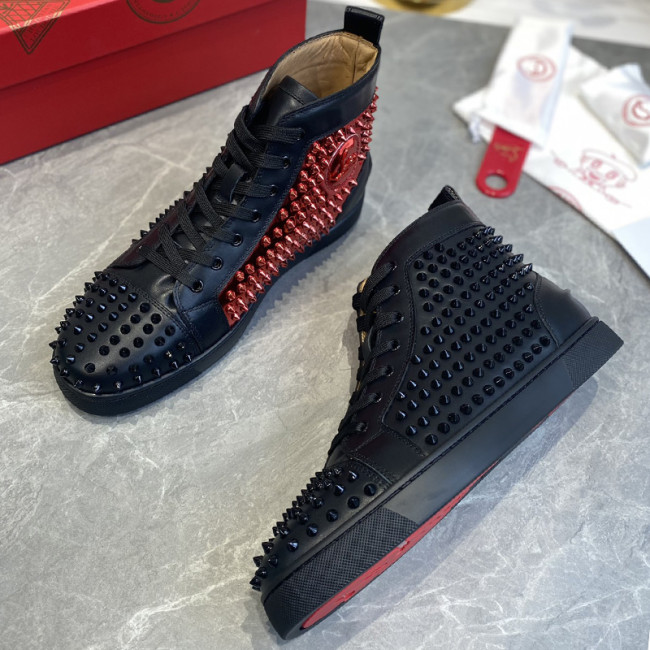 Christian Louboutin Mens Shoes Luxury Brand Red Bottom Design Louis Junior Spikes Flat with Original Box CL sneakers Whatapp