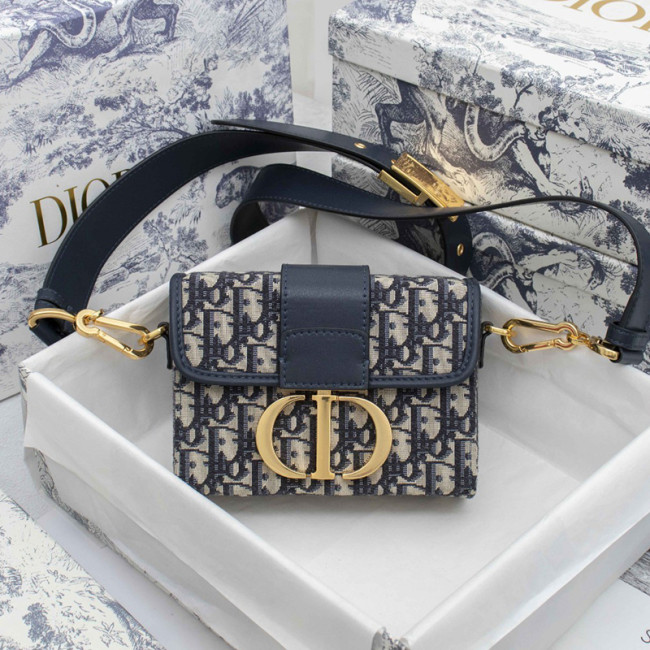 Dior Womens Bags Crossbody Bags 30 MONTAIGNE BOX BAG Blue Dior Oblique Jacquard Whatapp