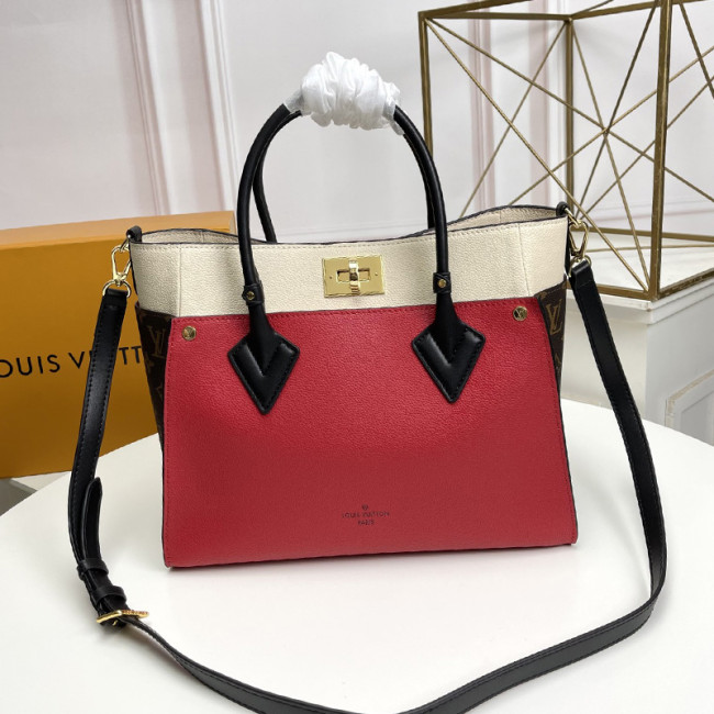 Louis Vuitton Womens Shoulder Bags Handbags Luxury Brand Fashion ON MY SIDE MM Pirate Red Twist calfskin and Monogram coated canvas M53824 Whatapp