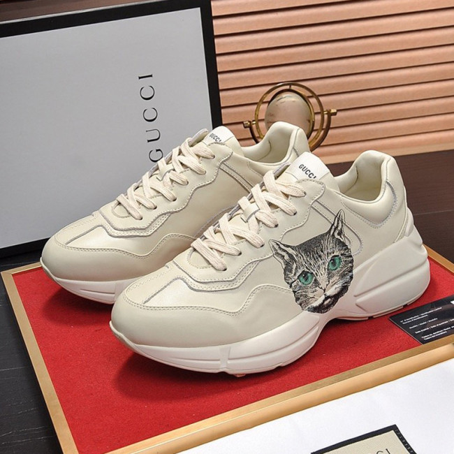 Gucci Mens Shoes Sneakers Luxury Brand Men's Rhyton leather sneaker with Original Box Whatapp