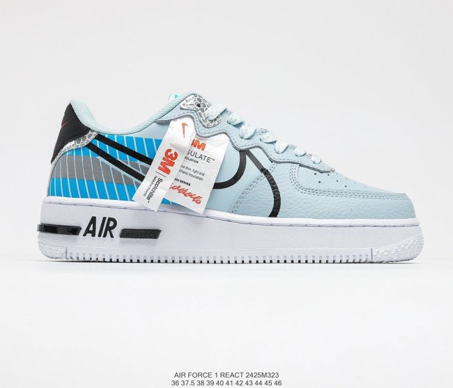 3M x Nike Air Force 1 React D/MS/X White/Grey/University Blue Sneakers Men Womens Shoes 2425M323 Whatapp