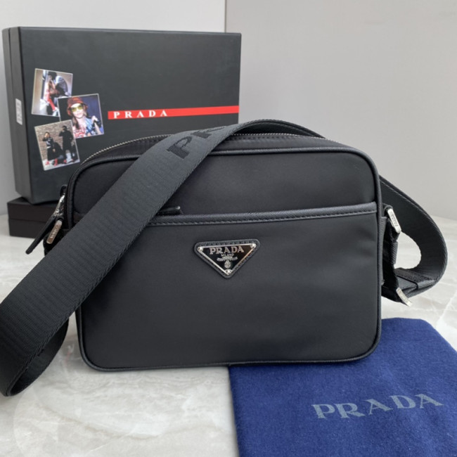 Prada Mens Womens Bags Shoulder Bag Luxury Brand Black Re-Nylon and Saffiano leather shoulder bag with Original Box 2VH048_2DMH_F0002_V_OOO Whatapp