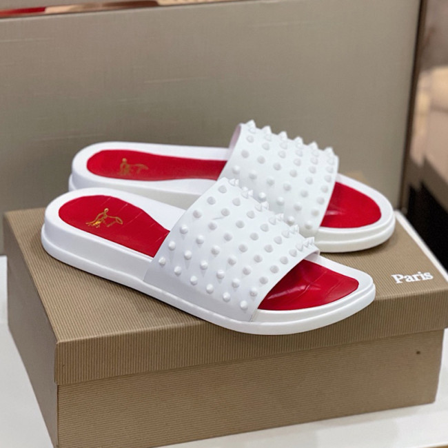 Christian Louboutin CL Men Shoes Slippers Luxury Brand Red Botton Mens Slides with Original Box Whatapp