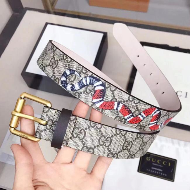 Gucci Mens Belt Luxury Brand Men Belts Luxury Brand with Original Box GG Supreme belt with Kingsnake print 434520 K5O1T 8692 Whatapp