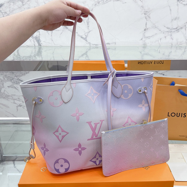 Louis Vuitton Womens Bags Handbags Luxury Brand Fashion Type NEVERFULL MM M46077 Sunrise Pastel Monogram coated canvas Whatapp