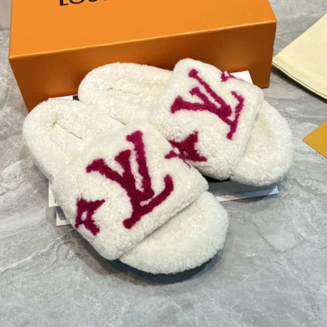 Louis Vuitton Womens Shoes Slide Slippers for Winter Wool Fabric Luxury Brand Designer PASEO FLAT COMFORT MULE with Original Box Whatapp