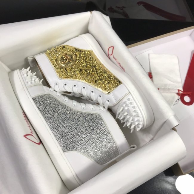 Christian Louboutin Mens Shoes Luxury Brand Red Bottom Design Louis Junior Spikes Flat with Original Box CL sneakers Whatapp