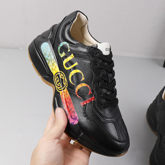 Gucci Mens Shoes Luxury Brand Rhyton Leather Sneaker Black Whatapp