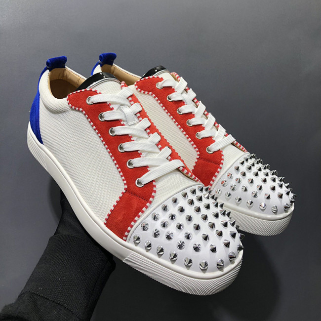 Christian Louboutin Mens Shoes Luxury Brand Red Bottom Design Louis Junior Spikes Flat with Original Box CL sneakers Whatapp