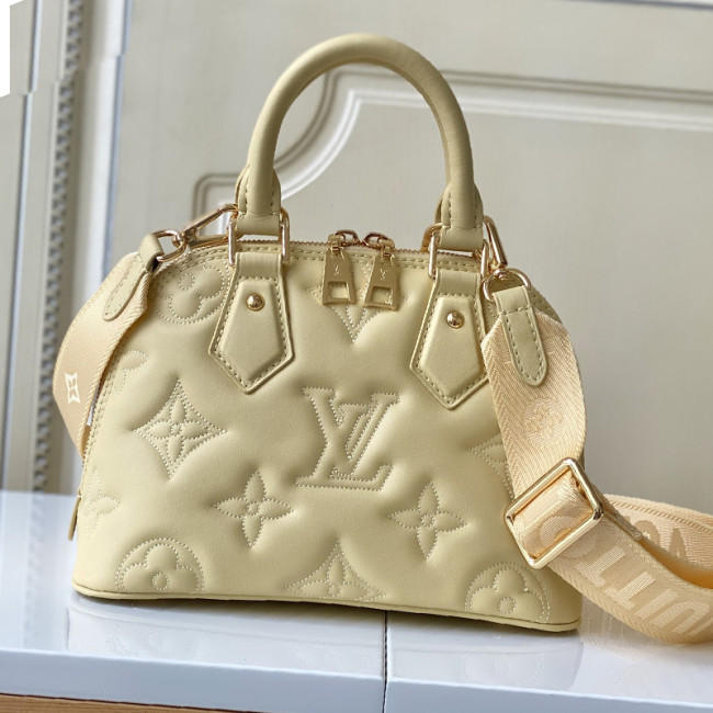 Louis Vuitton Womens Bags Handbags Luxury Brand Fashion ALMA BB with Original Box M59821 Banana Yellow Quilted and embroidered smooth calf leather Whatapp