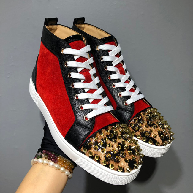 Christian Louboutin Mens Shoes Luxury Brand Red Bottom Design Louis Junior Spikes Flat with Original Box CL sneakers Whatapp