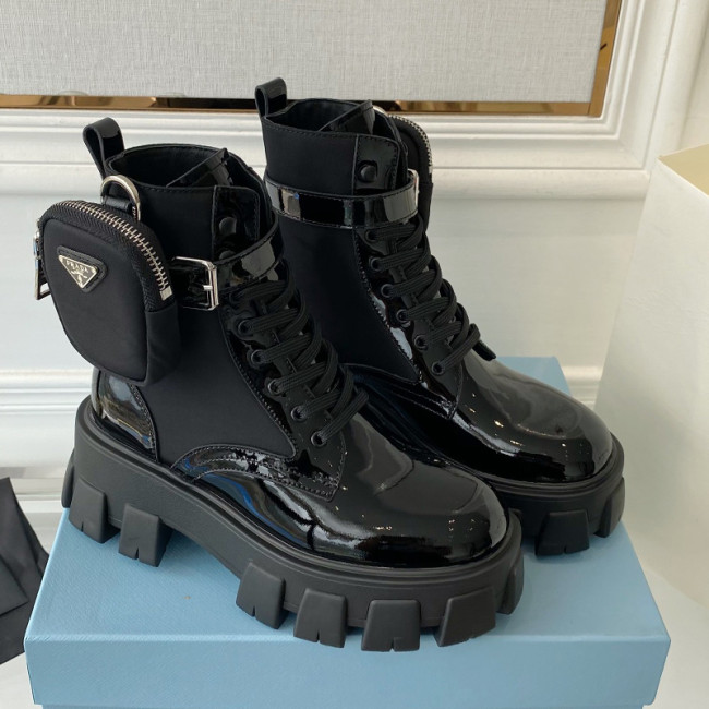 Prada Women Shoes Boots Luxury Brand Outdoor Monolith leather and nylon fabric boots 1T255M_3LJS_F0F24_F_B055 Whatapp