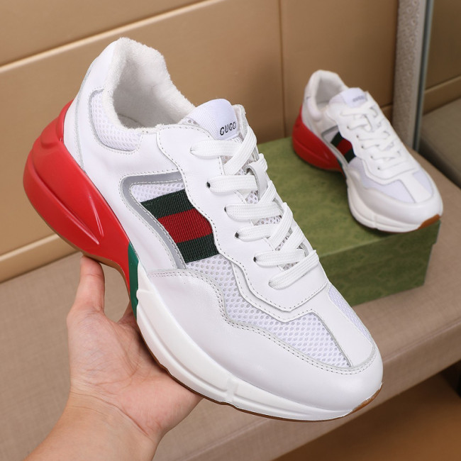 Gucci Mens Shoes Sneakers Luxury Brand Men's Rhyton leather sneaker with Original Box Whatapp