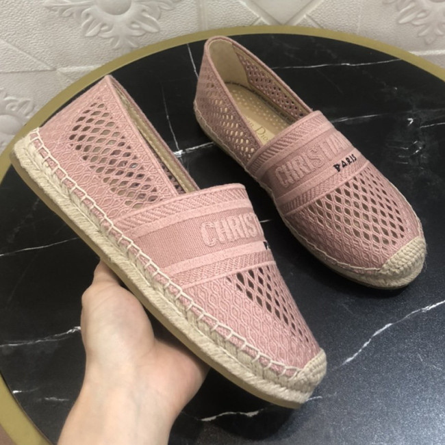 Dior Women Shoes Luxury Brand Design Dior Espadrille Nude Mesh Embroidery Womens Shoes with Original Box Whatapp