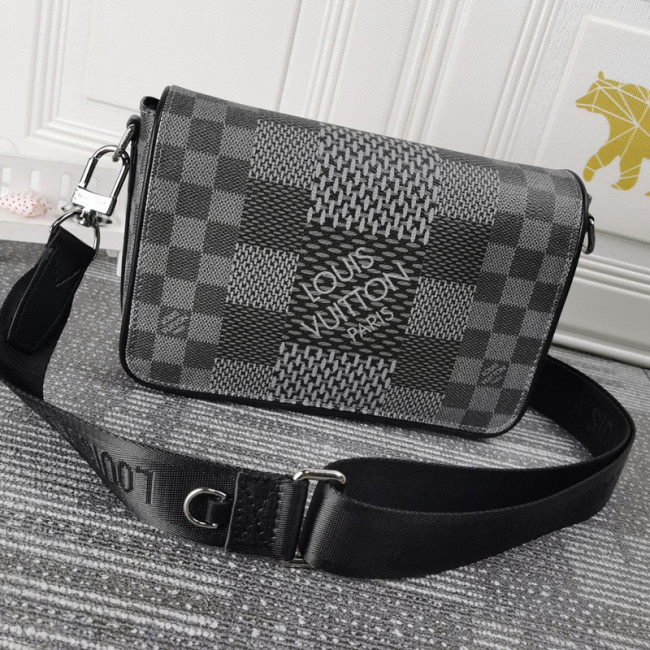 Louis Vuitton Womens and Mens Unisex Bags Luxury Brand STUDIO MESSENGER N50013 Gray Damier Graphite 3D coated canvas with Original Box Whatapp