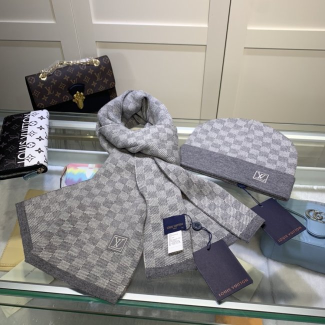 Louis Vuitton Scarves Men Womens Fashion Scarf and Hats Set with Original Box Whatapp