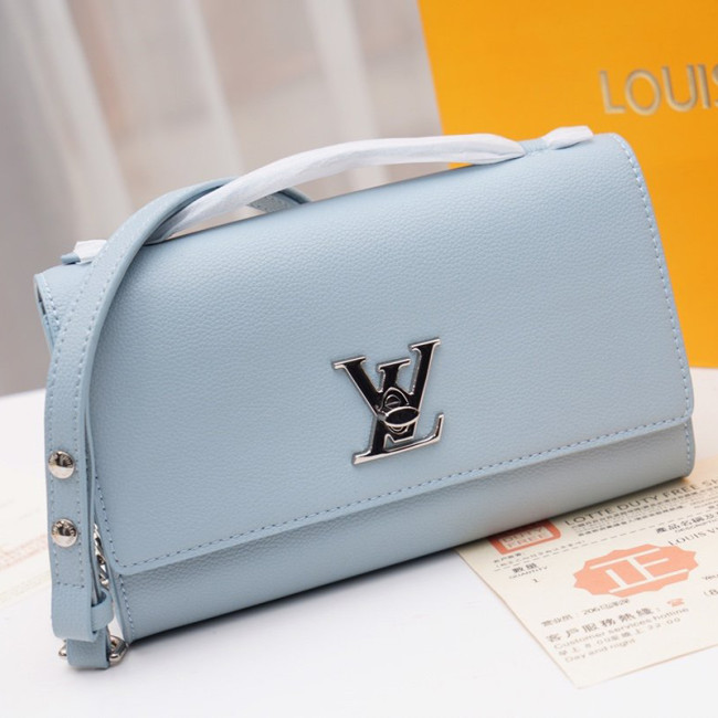 Louis Vuitton Womens Bags Luxury Brand Fashion Type LOCKME CLUTCH Olympe Blue Wallet Purse M56136 Whatapp