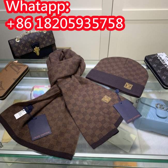 Louis Vuitton Scarves Men Womens Fashion Scarf and Hats Set with Original Box Whatapp