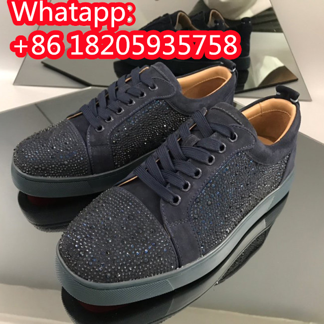 Christian Louboutin Mens Shoes Luxury Brand Red Bottom Design Louis Junior Spikes Flat with Original Box CL sneakers Whatapp