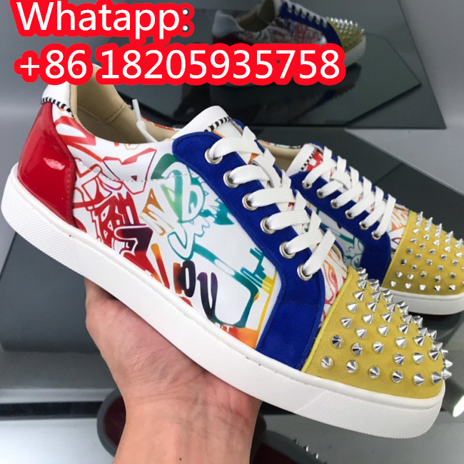 Christian Louboutin Mens Shoes Luxury Brand Red Bottom Design Louis Junior Spikes Flat with Original Box CL sneakers Whatapp