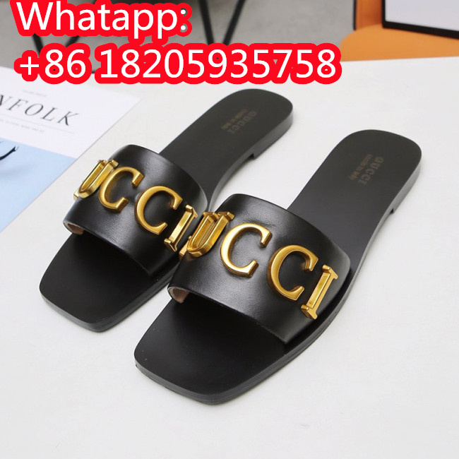 Gucci Womens Shoes Sandals Casual Design Luxury Brand Classic Leather thong sandal with Double G