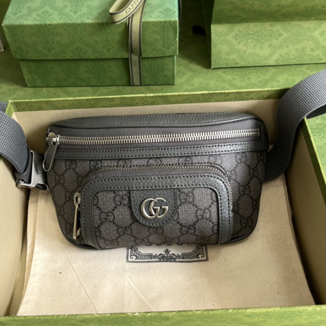 Gucci Womens Mens Bags Travel Handbags Luxury Brand GG Ophidia belt bag in grey and black Supreme 733868 UULHK 8576 with Original Box Whatapp