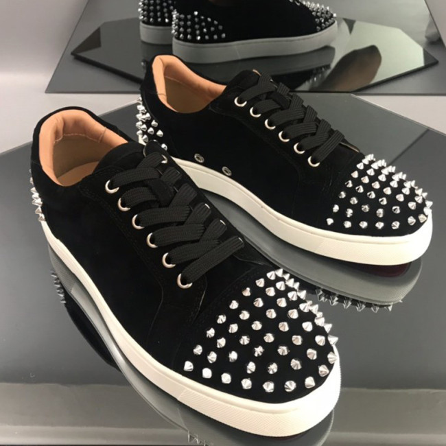 Christian Louboutin Mens Shoes Luxury Brand Red Bottom Design Louis Junior Spikes Flat with Original Box CL sneakers Whatapp