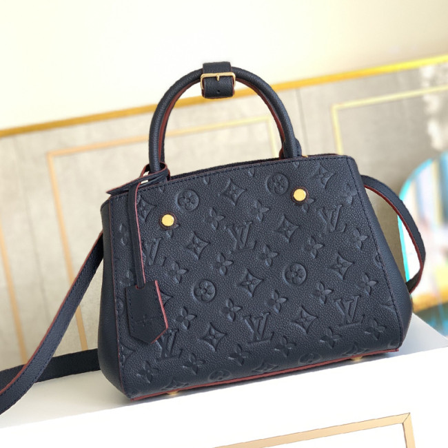 Louis Vuitton Womens Bags Shoulder Bags Handbags Luxury Brand Fashion Type MONTAIGNE BBNavy Blue/Red Monogram Empreinte embossed supple grained cowhide leather and supple grained cowhide leather M42747 Whatapp