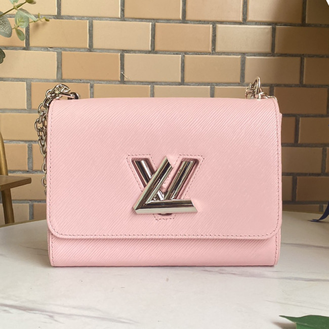 Louis Vuitton Womens Bags Shoulder Messenger Bags Luxury Brand TWIST MM Pink Epi grained cowhide leather M55513 with Original Box Whatapp