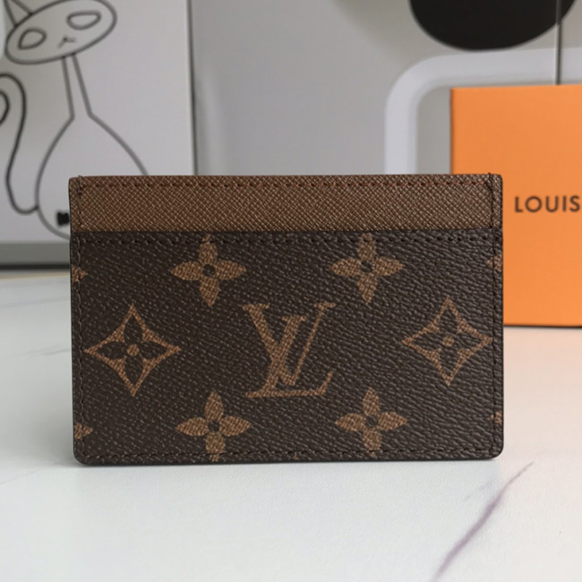 Louis Vuitton Womens Mens Wallets Card Holder M61733 CARD HOLDER Monogram canvas, cross-grain leather lining with Original Box Whatapp