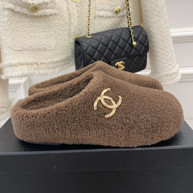 Chanel Womens Shoes Slippers Luxury Brand Winter Plus Velvet Design with Original Box Whatapp