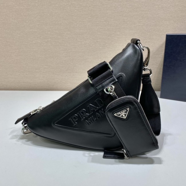 Prada Mens Womens Bags Shoulder Messenger Bags Handbags Luxury Brand Prada Triangle leather shoulder bag with Original Box 1BH190_2BYA_F0002_V_BRO Whatapp