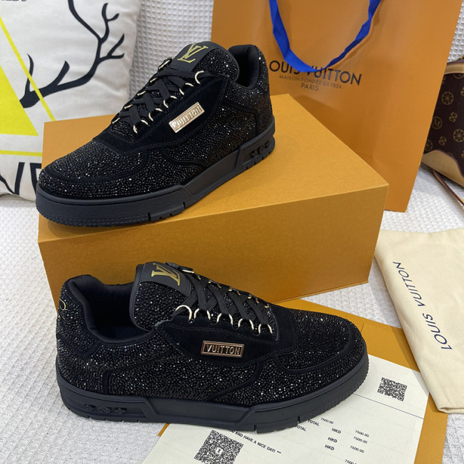 Louis Vuitton Womens Shoes Fashion Sneakers Design Luxury Brand LV TRAINER SNEAKER Mix of materials with Original Box 1A9JI9 Whatapp