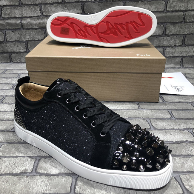 Christian Louboutin Mens Shoes Luxury Brand Red Bottom Design Louis Junior Spikes Flat with Original Box CL sneakers Whatapp