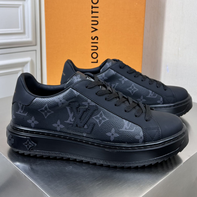 Louis Vuitton Mens Shoes Sneakers Lace-Up Luxury Brand Fashion TIME OUT SNEAKER with Original Box Whatapp