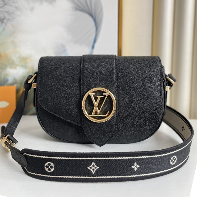 Louis Vuitton Womens Bags Luxury Brand Fashion Crossbody Bags Type M58967 LV PONT 9 SOFT MM Noir / Crème Grained calfskin with Original Box Whatapp