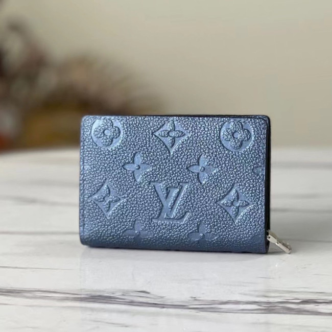 Copy Louis Vuitton Womens Bags Wallets Luxury Brand Louis Vuitton Blue Clea Zipper and Snap Navy Empreinte CARTE DE VISITE M80943 with Original Box Whatapp